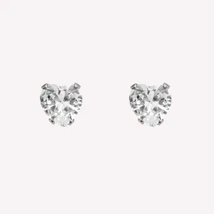 HEART RHINESTONE STUD CLIP-ON EARRINGS IN SILVER