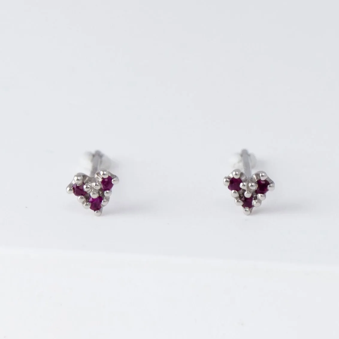 Heart ruby studs