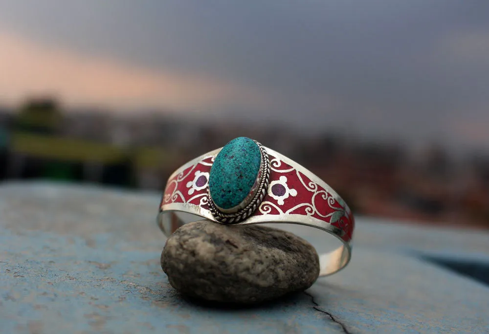 Inlaid Tibetan Bangle