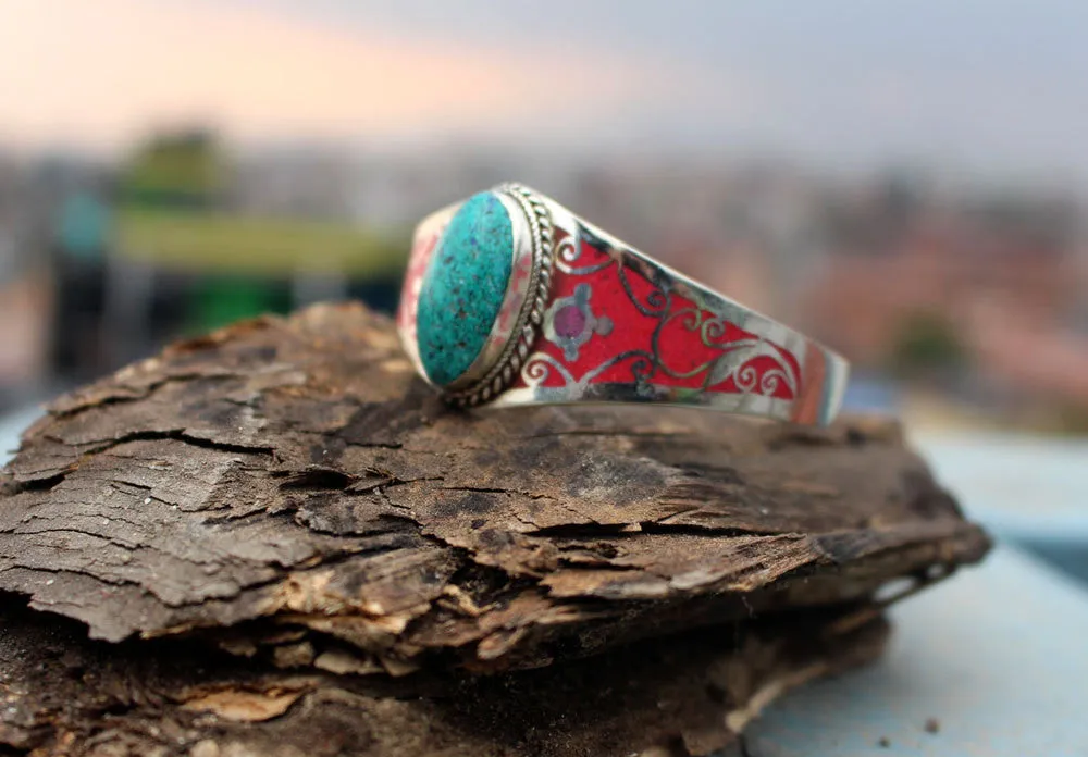 Inlaid Tibetan Bangle