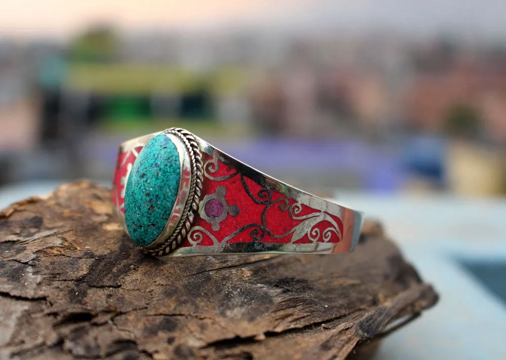 Inlaid Tibetan Bangle