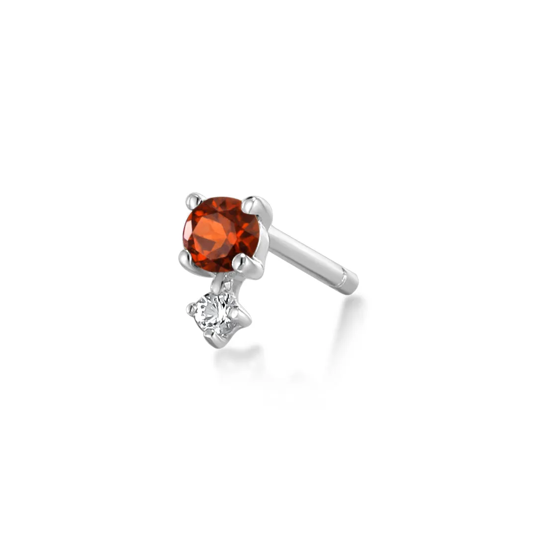 JANUARY | Garnet and White Sapphire Stud Earring