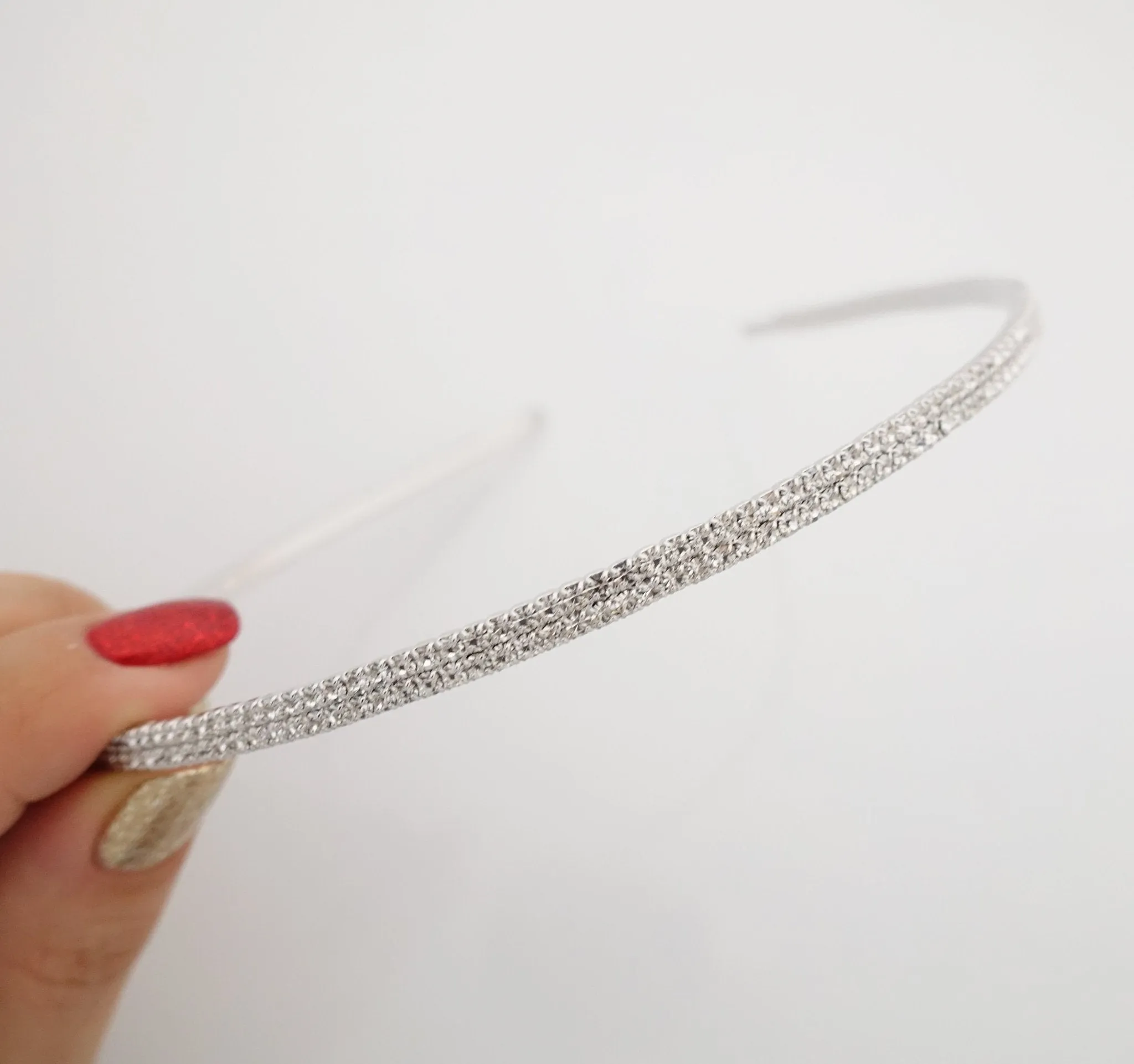 jeweled chain embellished steel hairband Czech rhinestone fashion thin headband women hair accessory