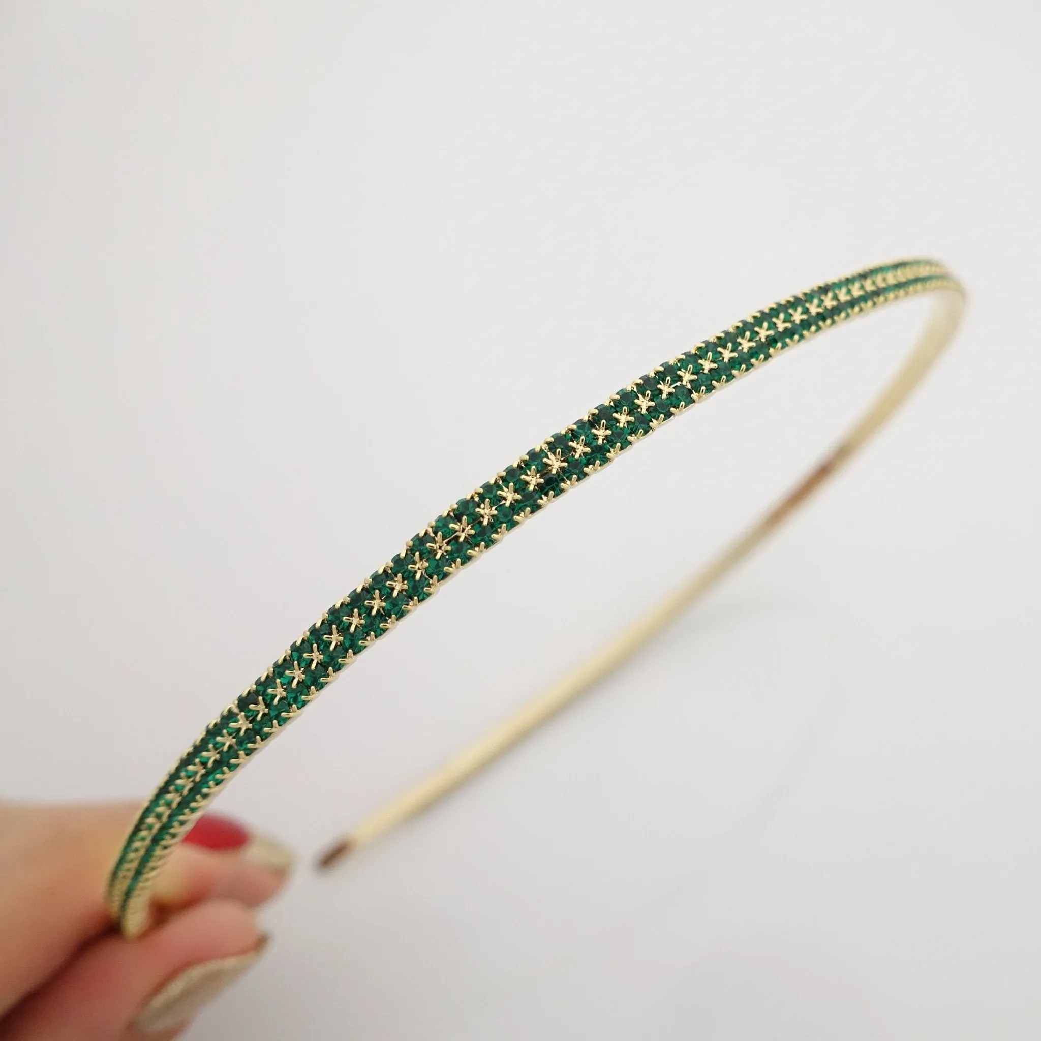 jeweled chain embellished steel hairband Czech rhinestone fashion thin headband women hair accessory