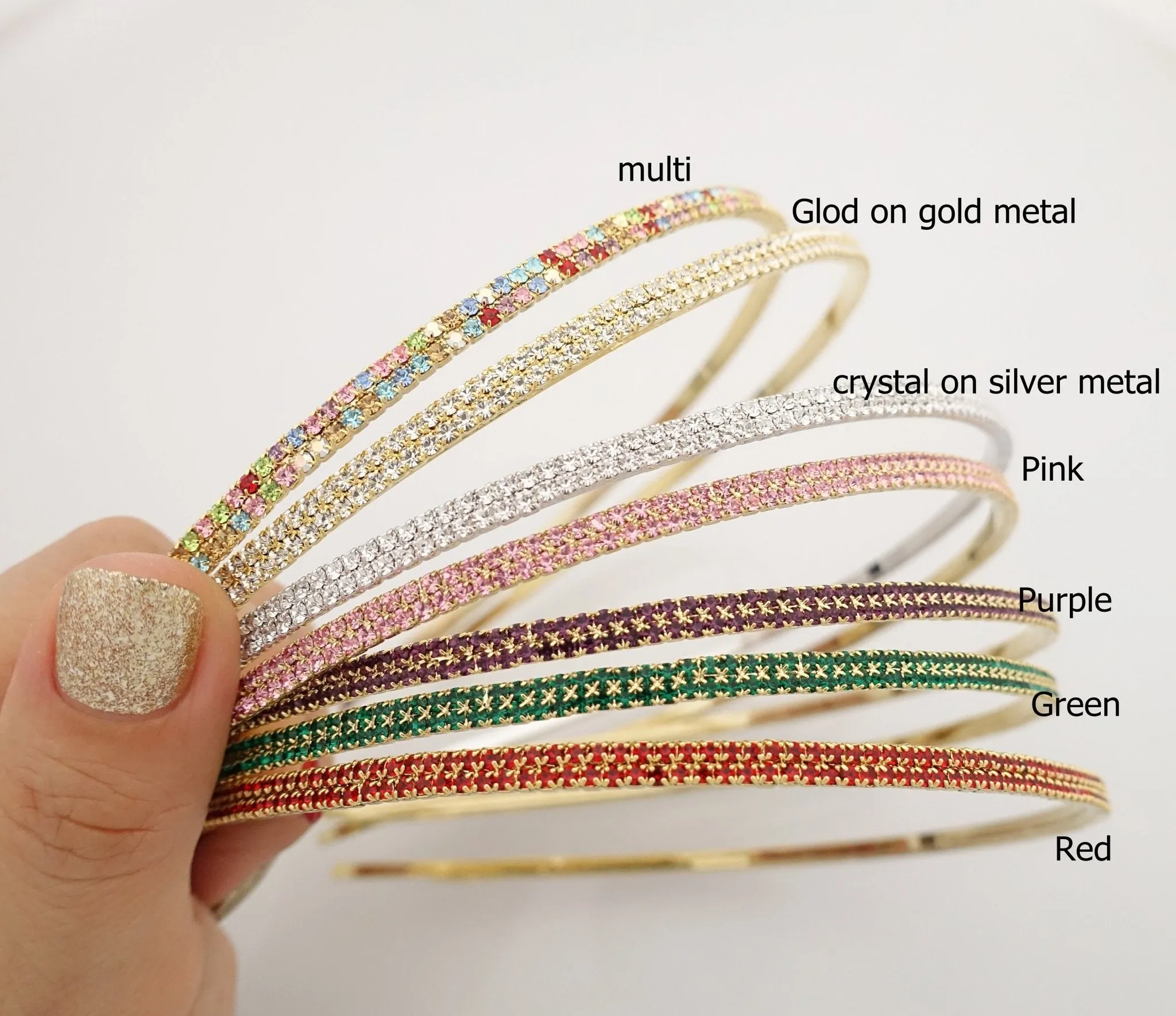 jeweled chain embellished steel hairband Czech rhinestone fashion thin headband women hair accessory