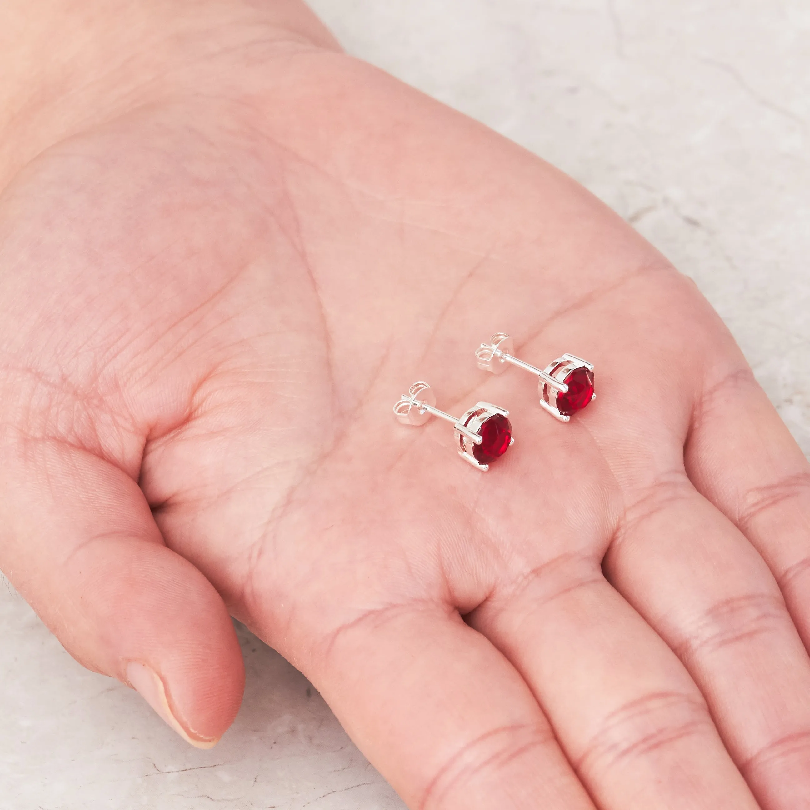 July (Ruby) Birthstone Earrings Created with Zircondia® Crystals