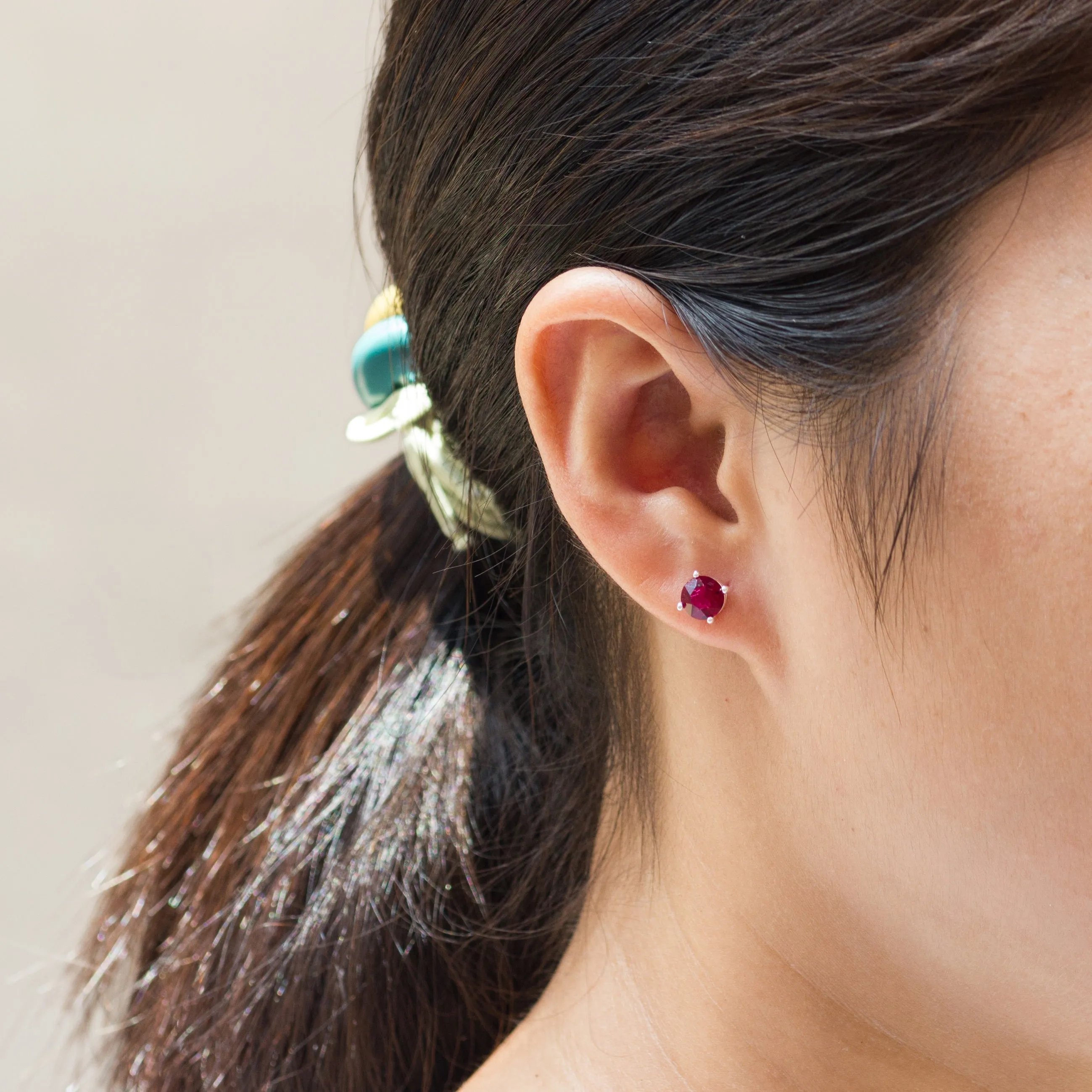 July (Ruby) Birthstone Earrings Created with Zircondia® Crystals