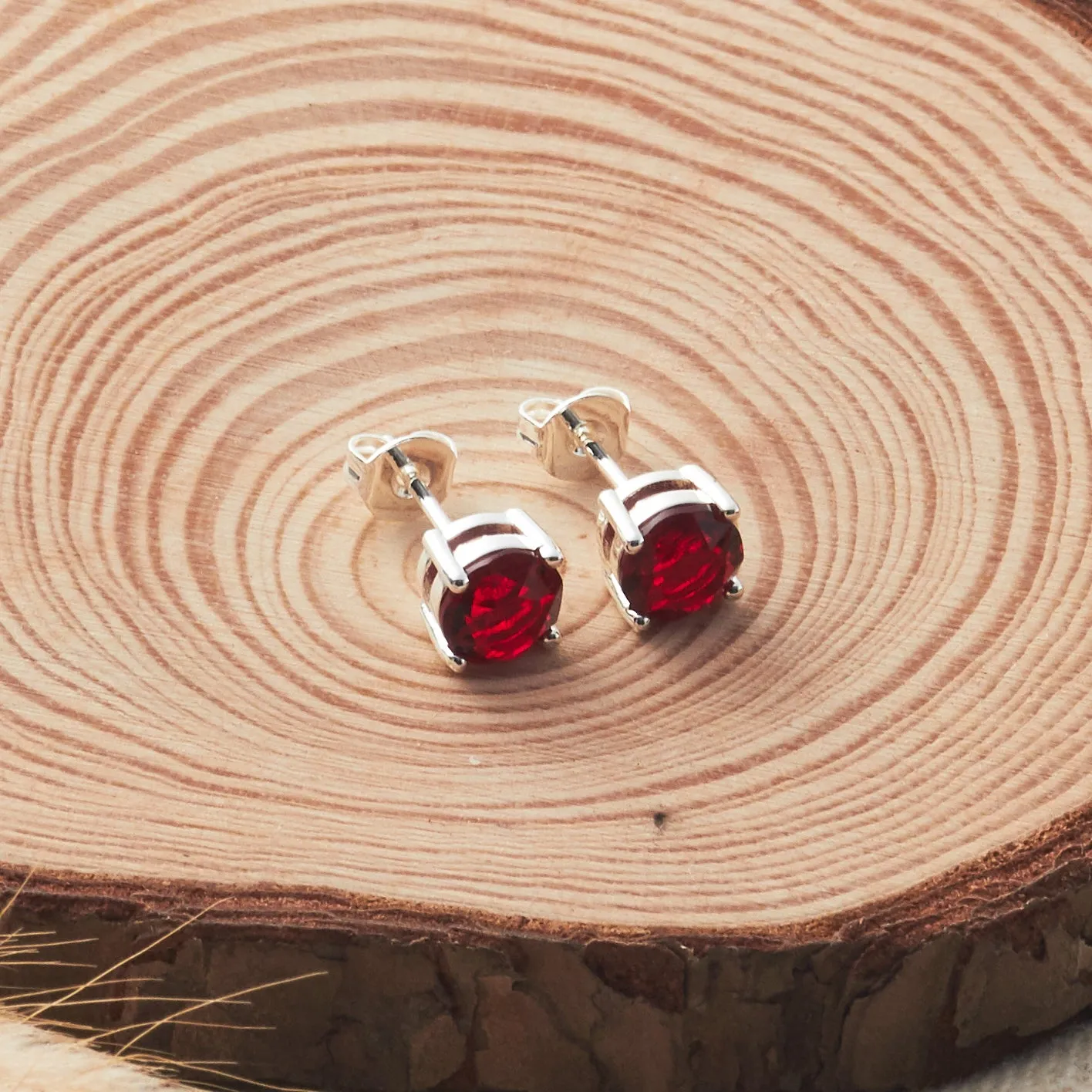 July (Ruby) Birthstone Earrings Created with Zircondia® Crystals