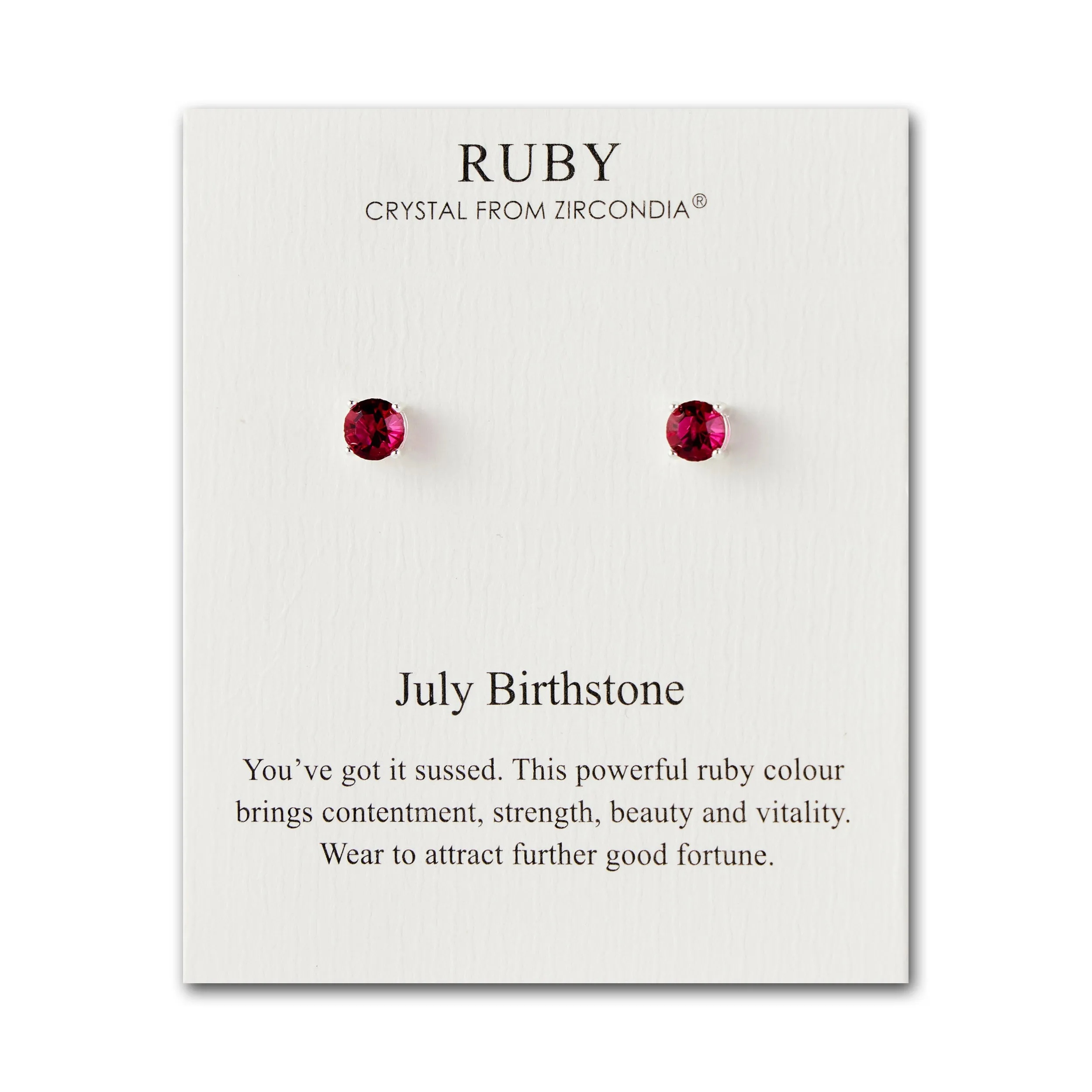 July (Ruby) Birthstone Earrings Created with Zircondia® Crystals