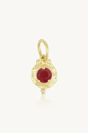 July Ruby Gold Birthstone Necklace Charm