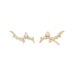 KAIA | Pearl and White Sapphire Climber Studs