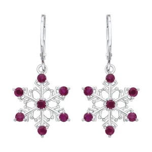 KATARINA 1 1/5 cttw Ruby "Snow Flake" Dangle Earrings