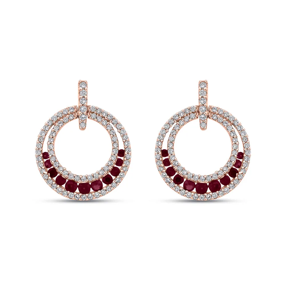 KATARINA Diamond and Ruby Dangle Earrings (1 cttw GH, I2-I3)