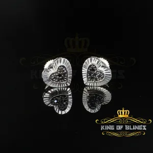 King Of Bling's Heart 925 White Silver 0.12ct Black Diamond Women's /Men's Fashion Earrings