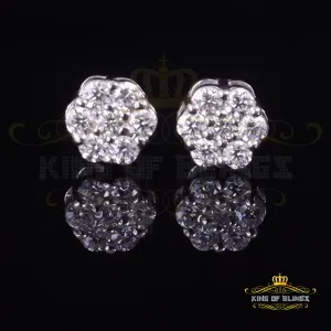 King of Bling's Men's/Women's 925 Silver White 0.25ct VVS 'D' Moissanite 7 Floral Stud Earrings