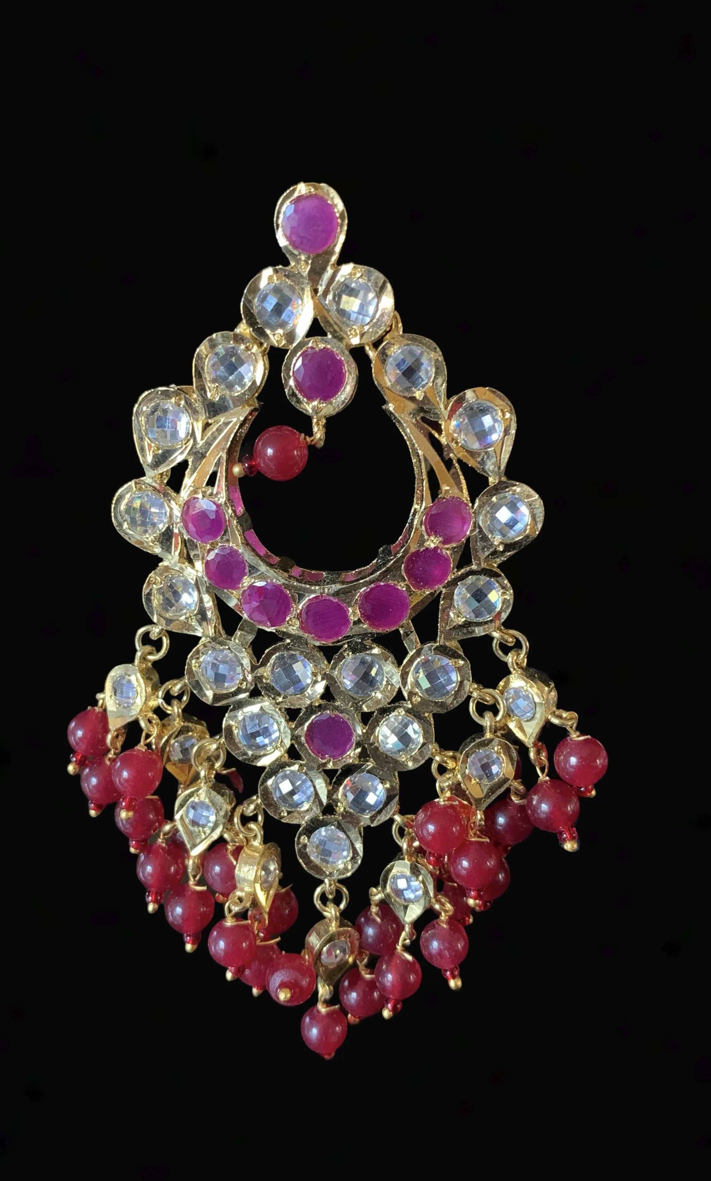 Kunj hyderabadi Chandbali in Ruby ( READY TO SHIP )