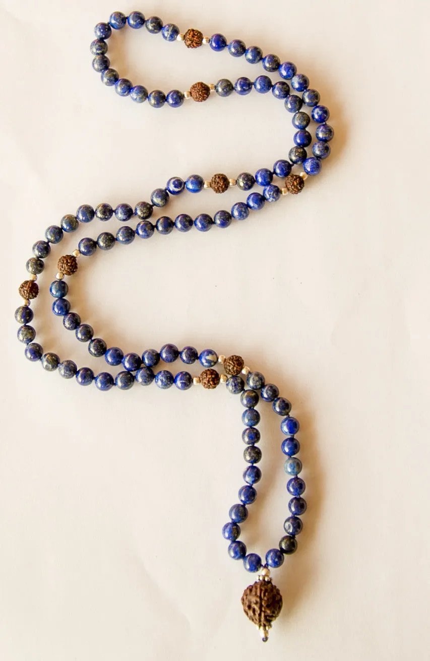 Lapis & Rudraksha Mala