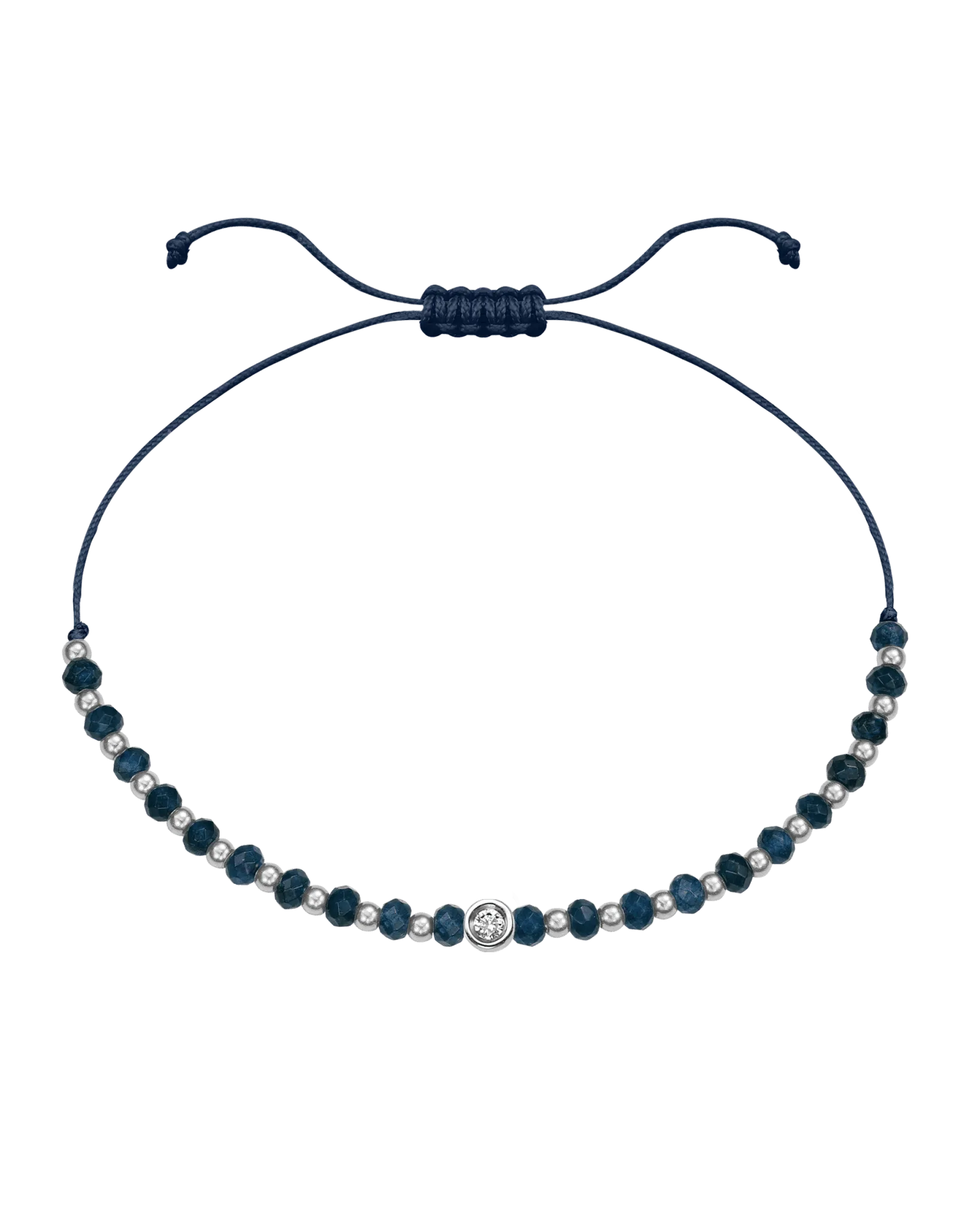 Lapis Gemstone String of Love Bracelet for Wisdom - 14K White Gold