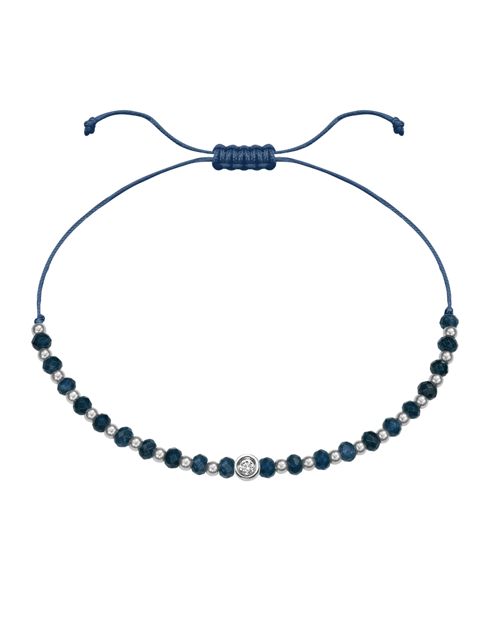 Lapis Gemstone String of Love Bracelet for Wisdom - 14K White Gold