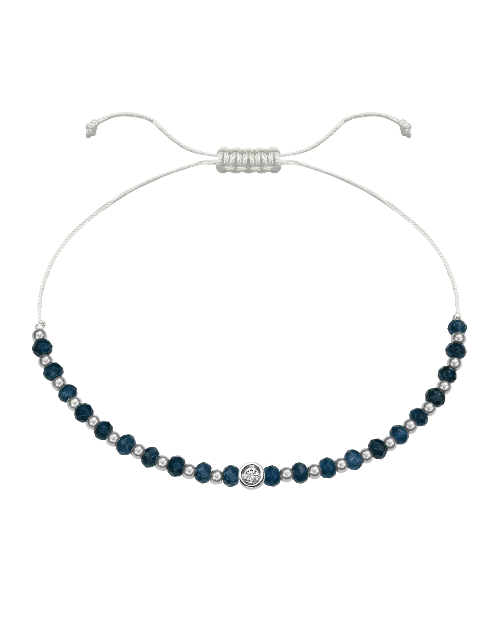 Lapis Gemstone String of Love Bracelet for Wisdom - 14K White Gold