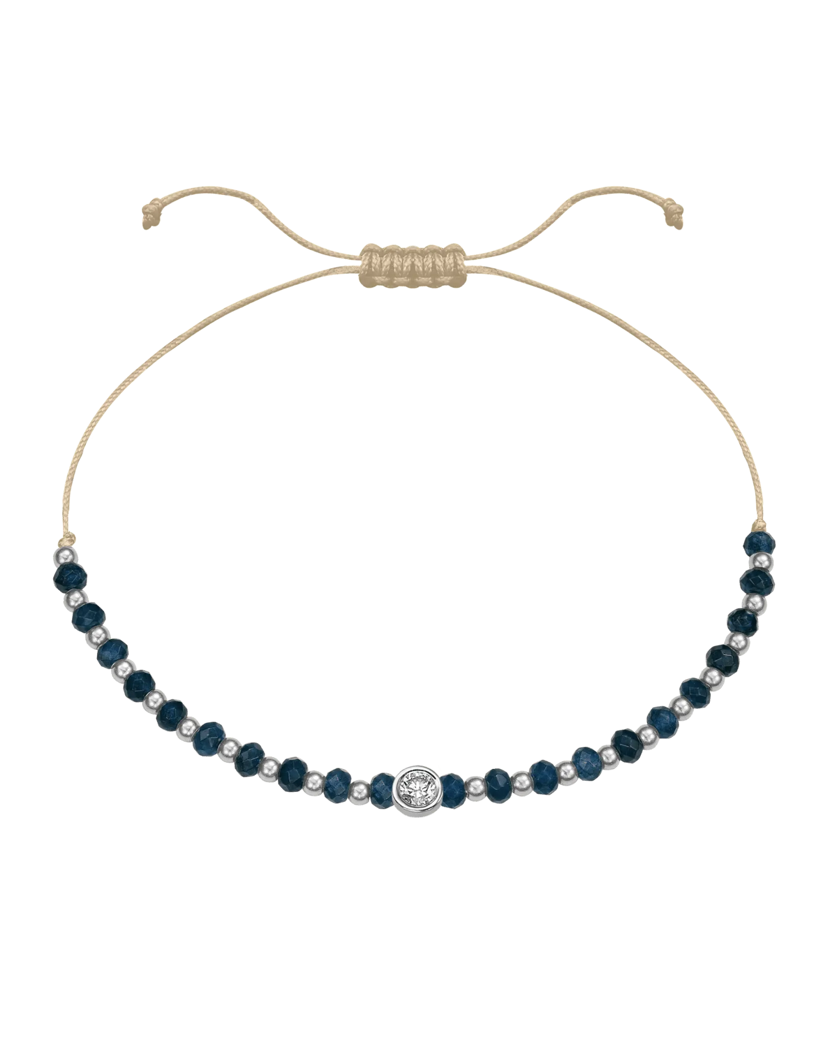 Lapis Gemstone String of Love Bracelet for Wisdom - 14K White Gold