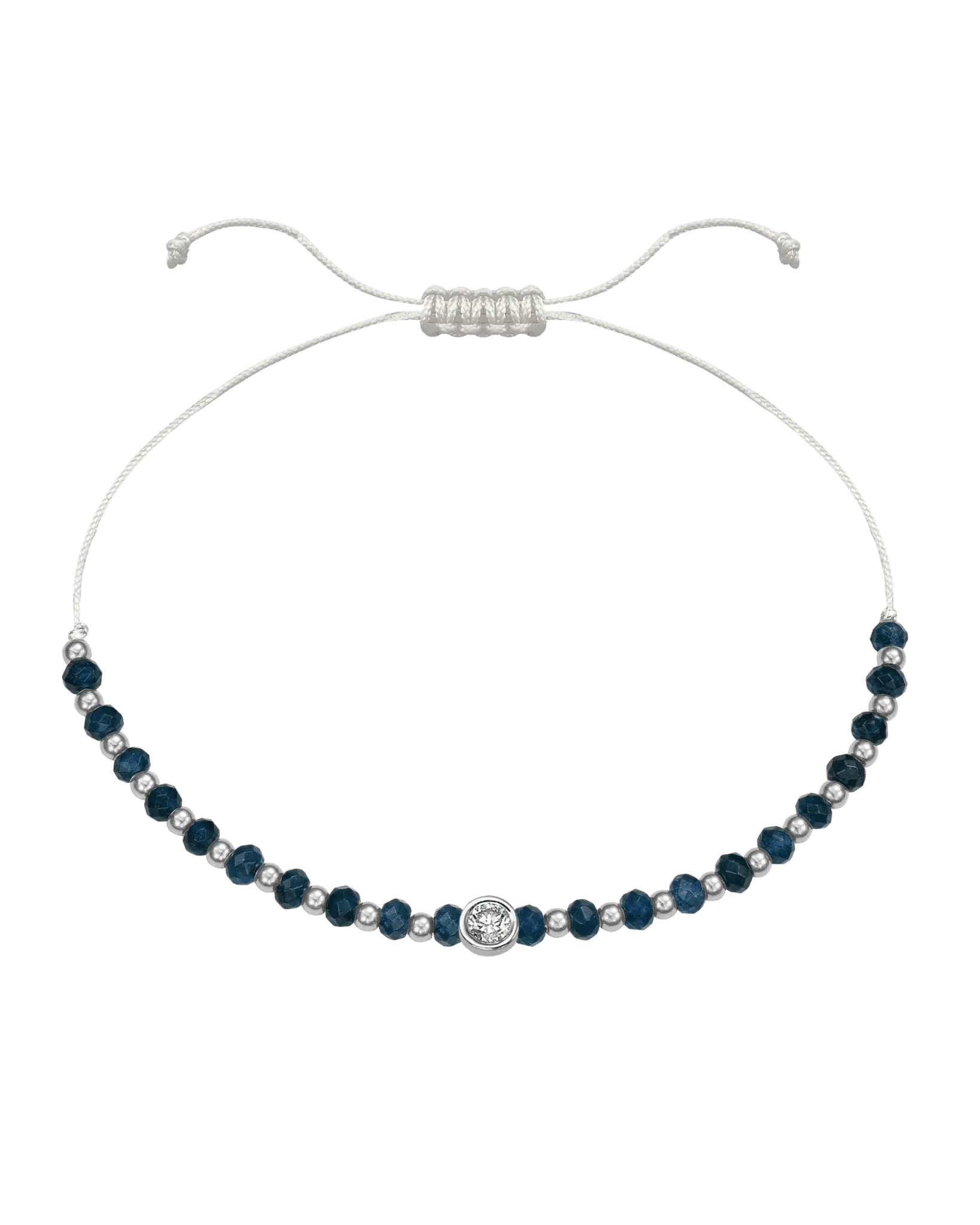 Lapis Gemstone String of Love Bracelet for Wisdom - 14K White Gold