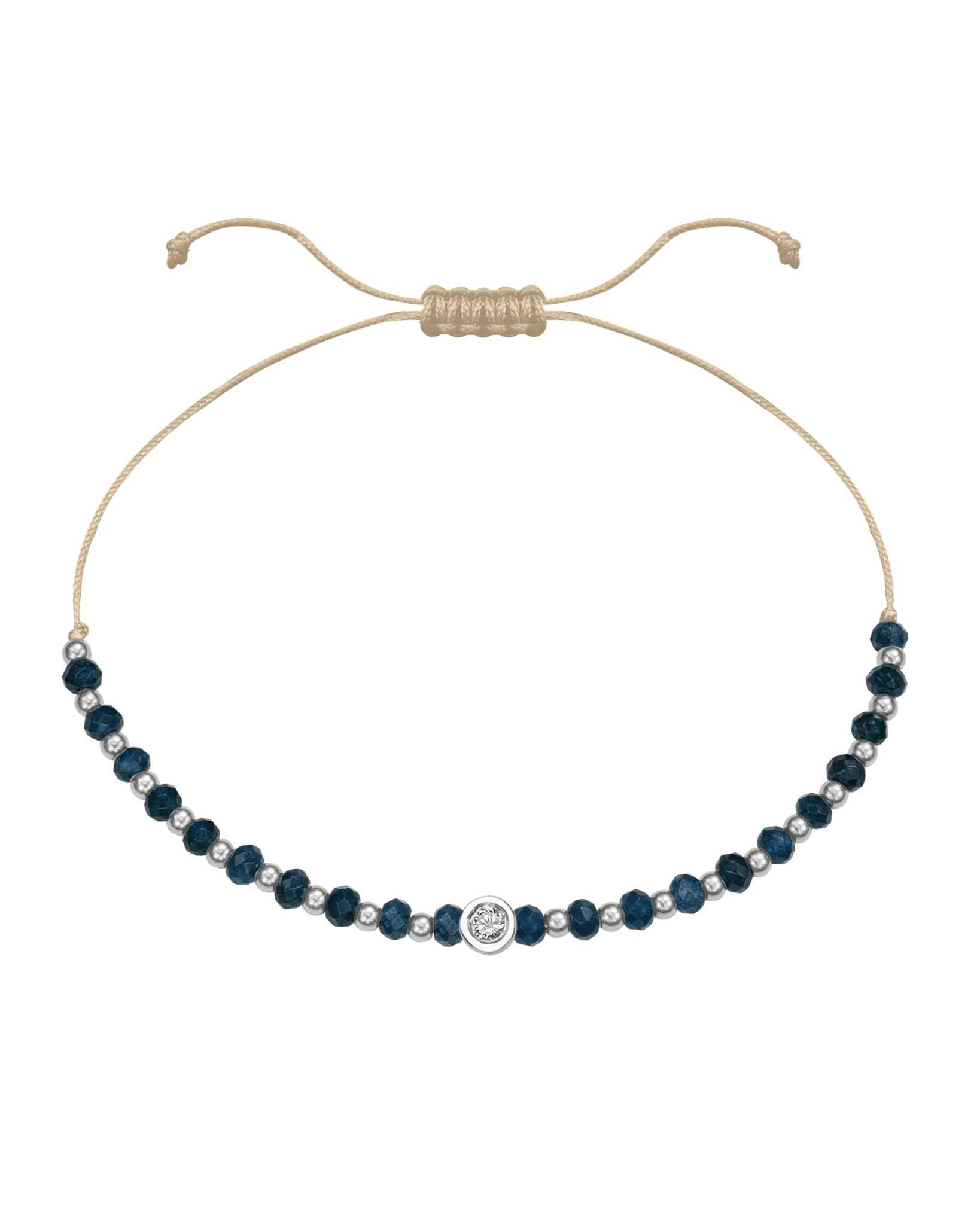 Lapis Gemstone String of Love Bracelet for Wisdom - 14K White Gold