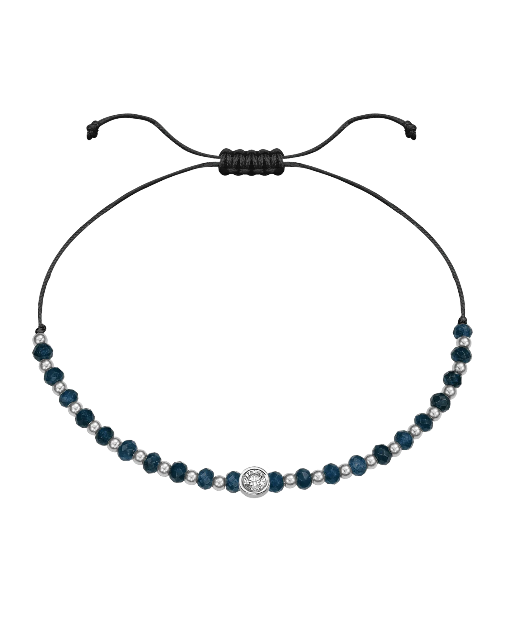 Lapis Gemstone String of Love Bracelet for Wisdom - 14K White Gold