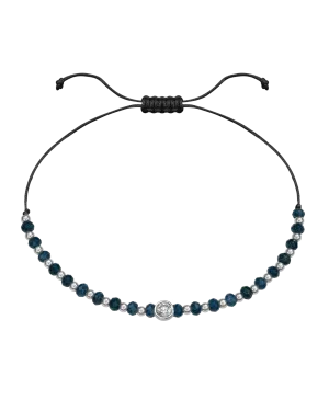 Lapis Gemstone String of Love Bracelet for Wisdom - 14K White Gold