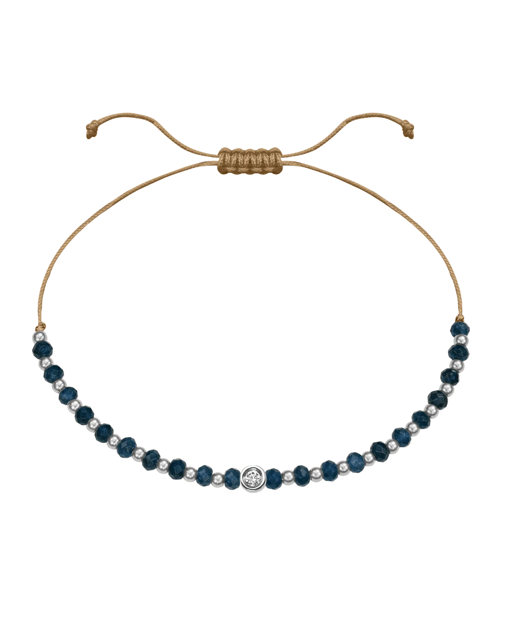 Lapis Gemstone String of Love Bracelet for Wisdom - 14K White Gold