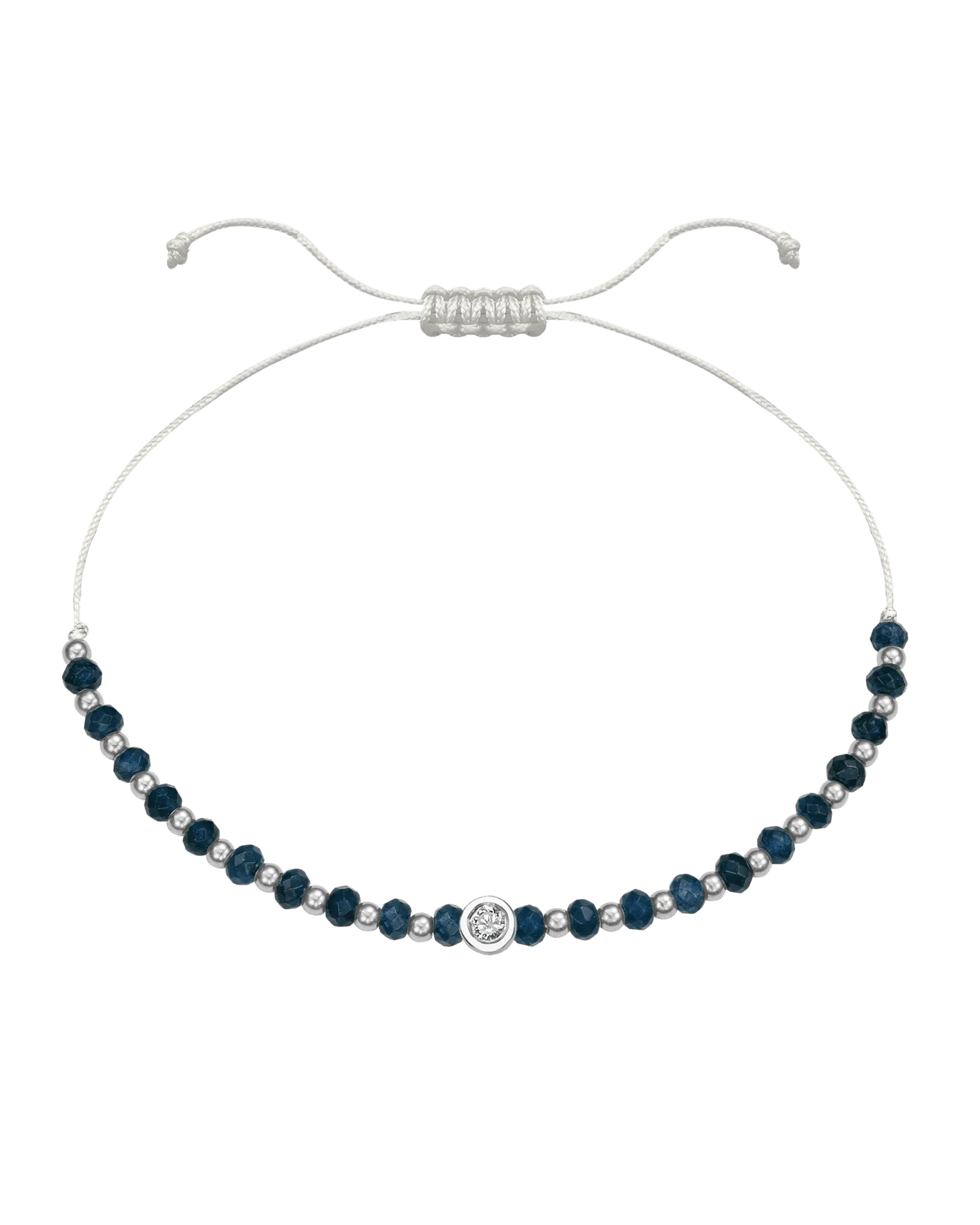 Lapis Gemstone String of Love Bracelet for Wisdom - 14K White Gold