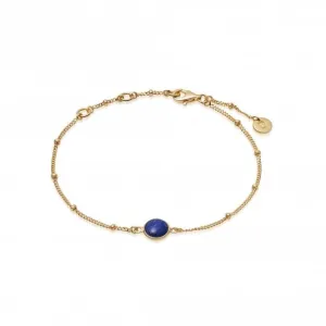 Lapis Healing Stone Bobble 18ct Gold Plate Bracelet HBR1004_GP