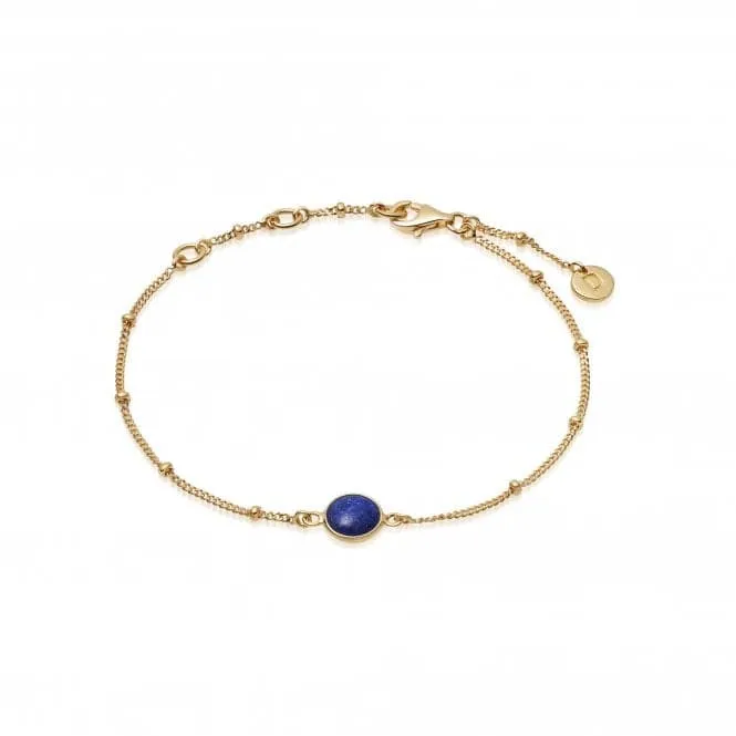 Lapis Healing Stone Bobble 18ct Gold Plate Bracelet HBR1004_GP