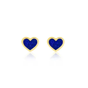 Lapis Inlay Heart Studs