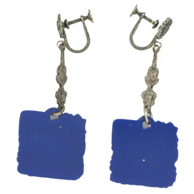 Lapis Panel 1930s Pendant Earrings