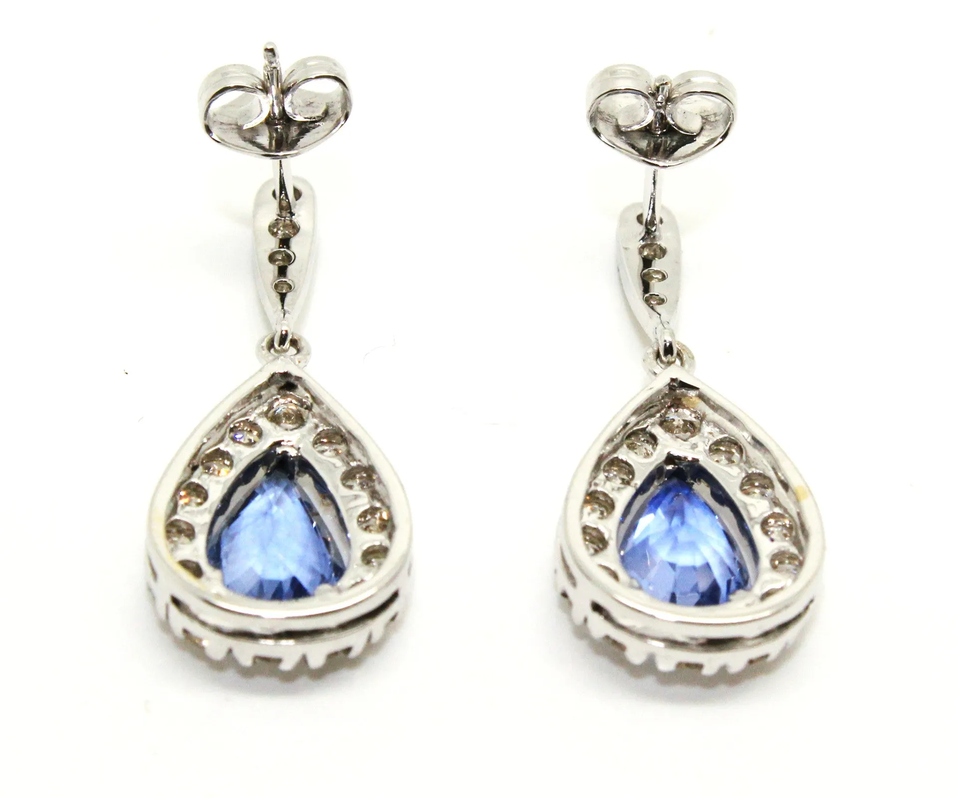 Large Blue Sapphire(ceylon)Diamond Cluster Drop Earring Ad No. 1021