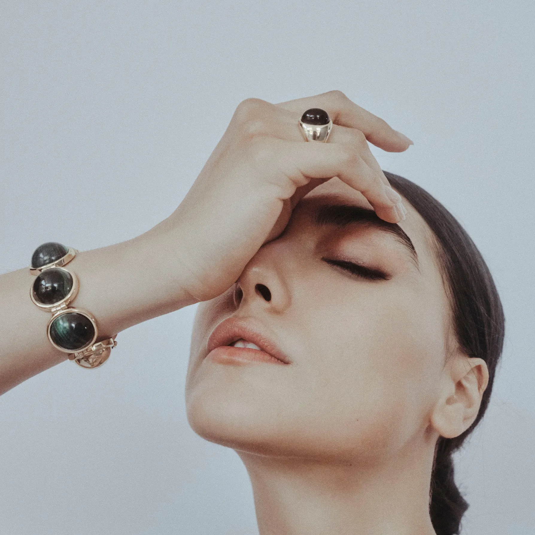 LARGE INLAID DOME BRACELET - MALACHITE