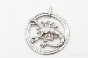 Large Vintage Designer Van Dell Scorpion Scorpio Sterling Silver Pendant