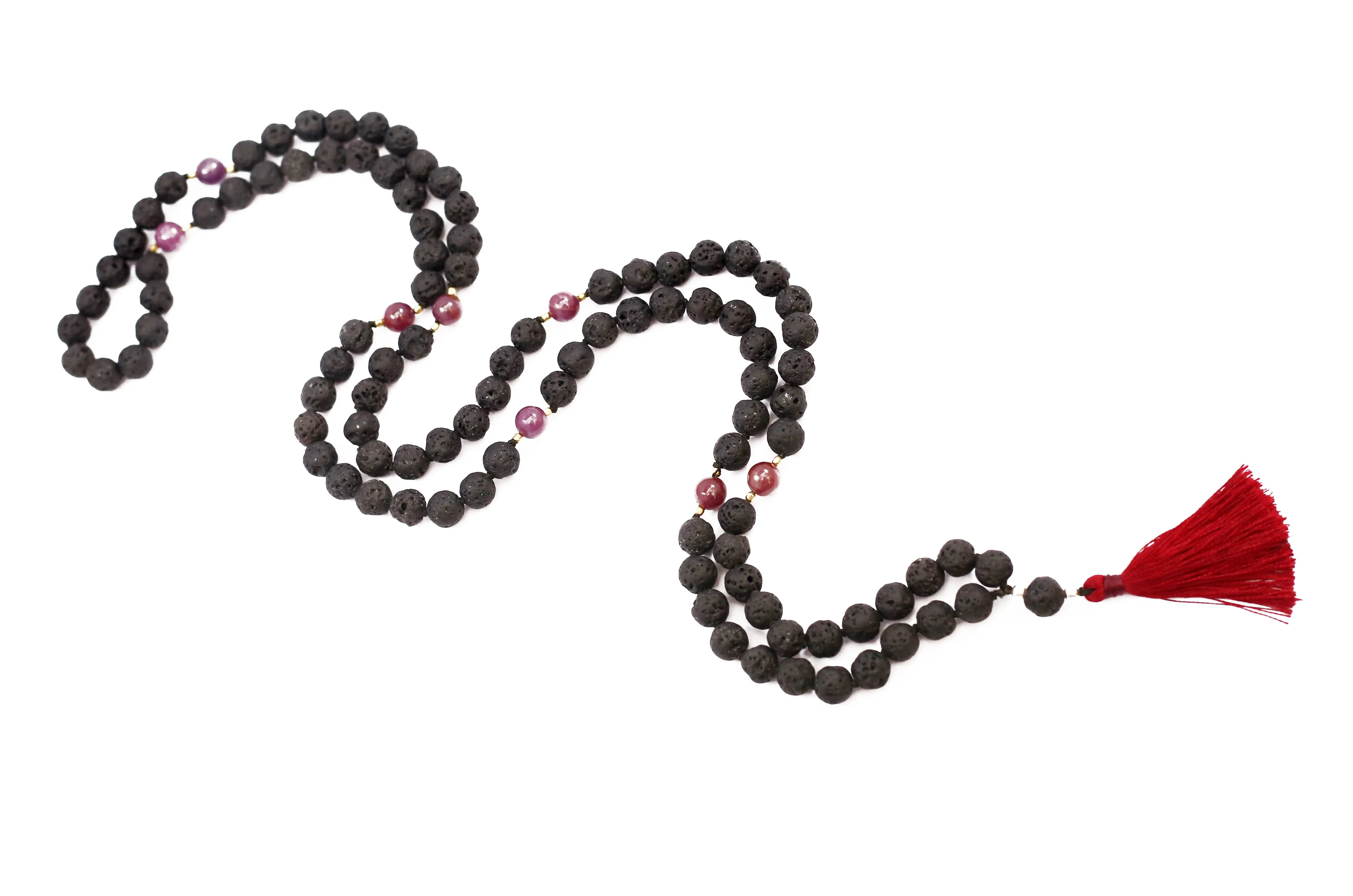 Lavastone Mala with Ruby counter beads