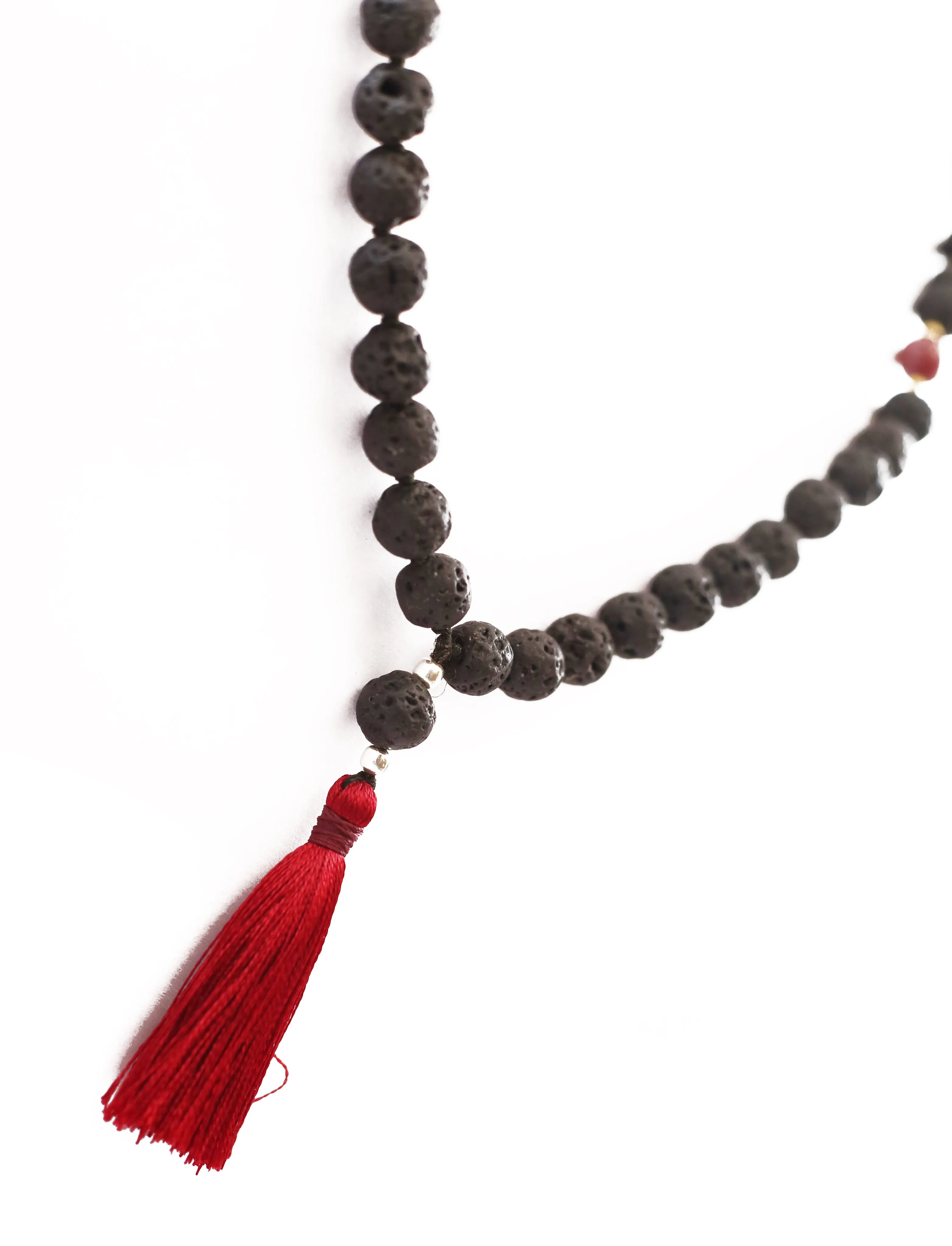 Lavastone Mala with Ruby counter beads