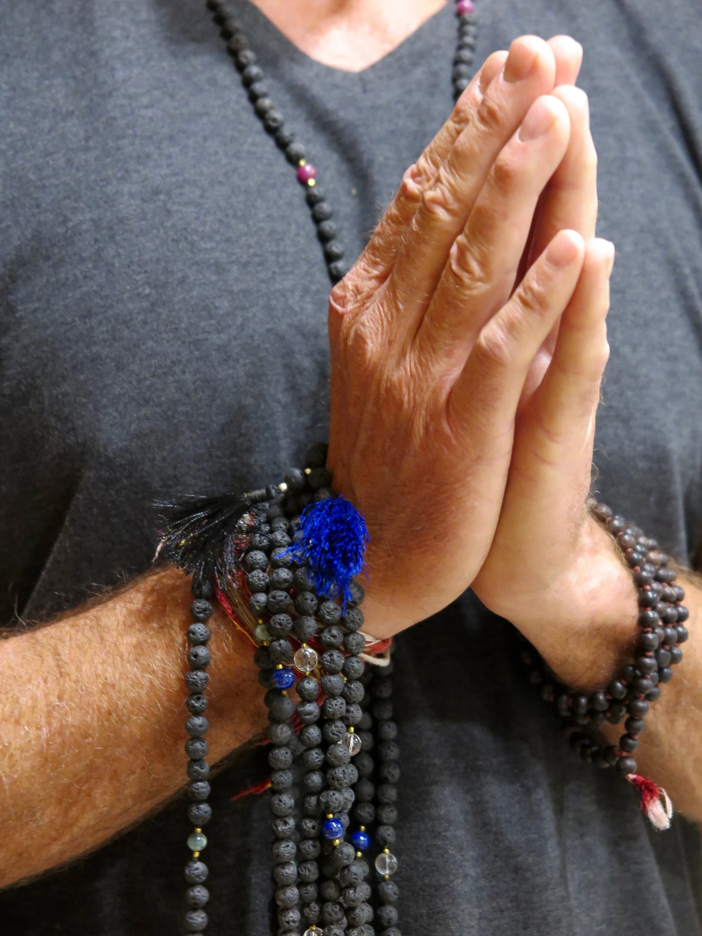 Lavastone Mala with Ruby counter beads