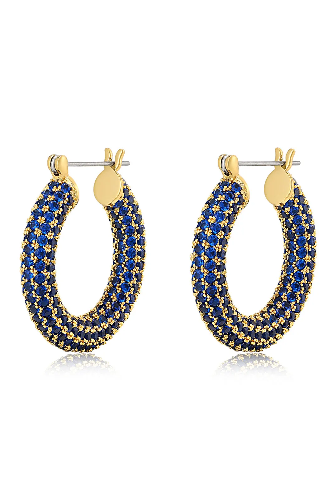 Luv Aj - Pave Baby Amalfi Hoops- Blue Sapphire- Gold