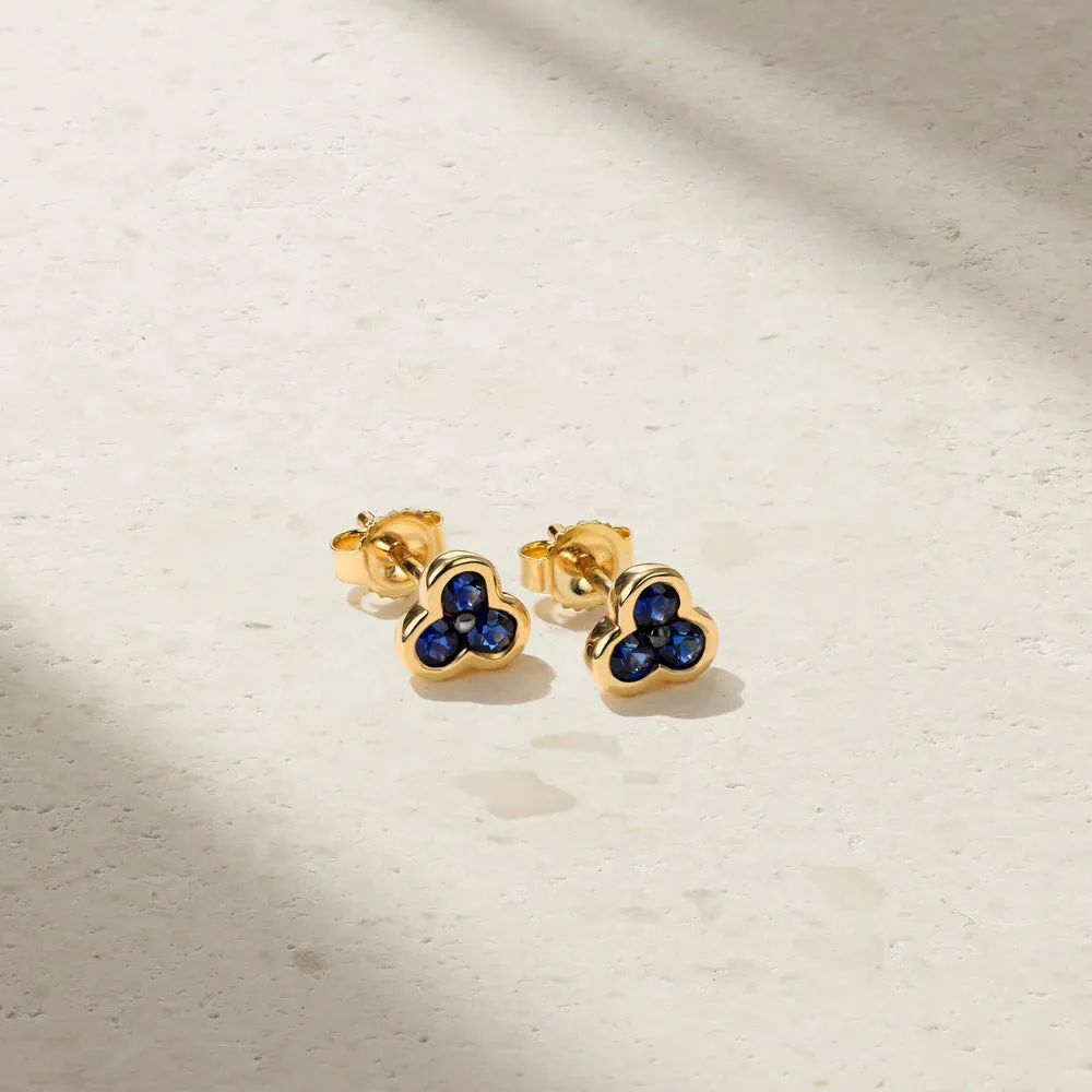 Mark Henry 18k Yellow Gold Trio Sapphire Stud Earrings