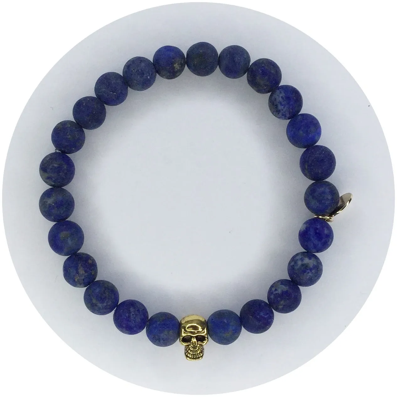 Mens Matte Lapis with Gold Skull