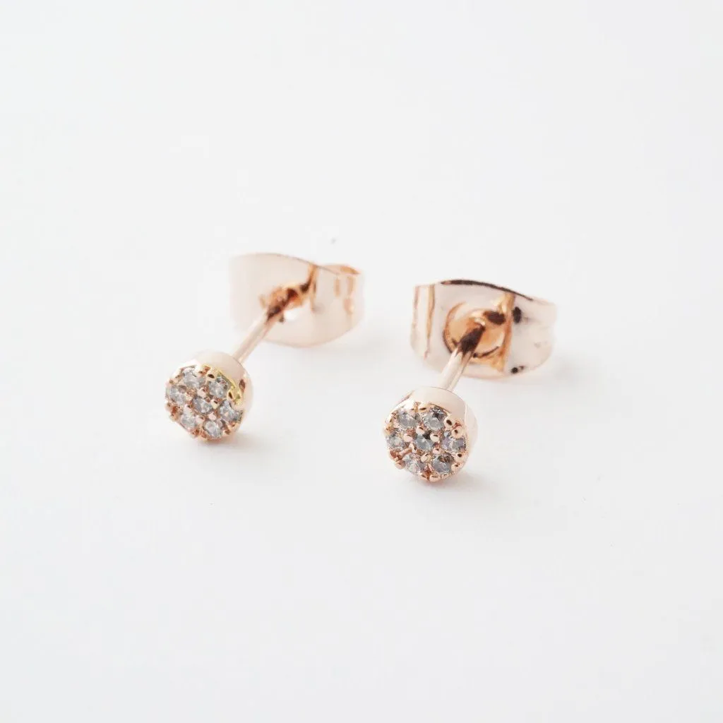 Mini Circle Crystal Stud Earrings