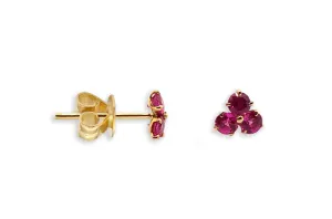 Mini Earrings 18kt Gold & Trio Ruby Studs