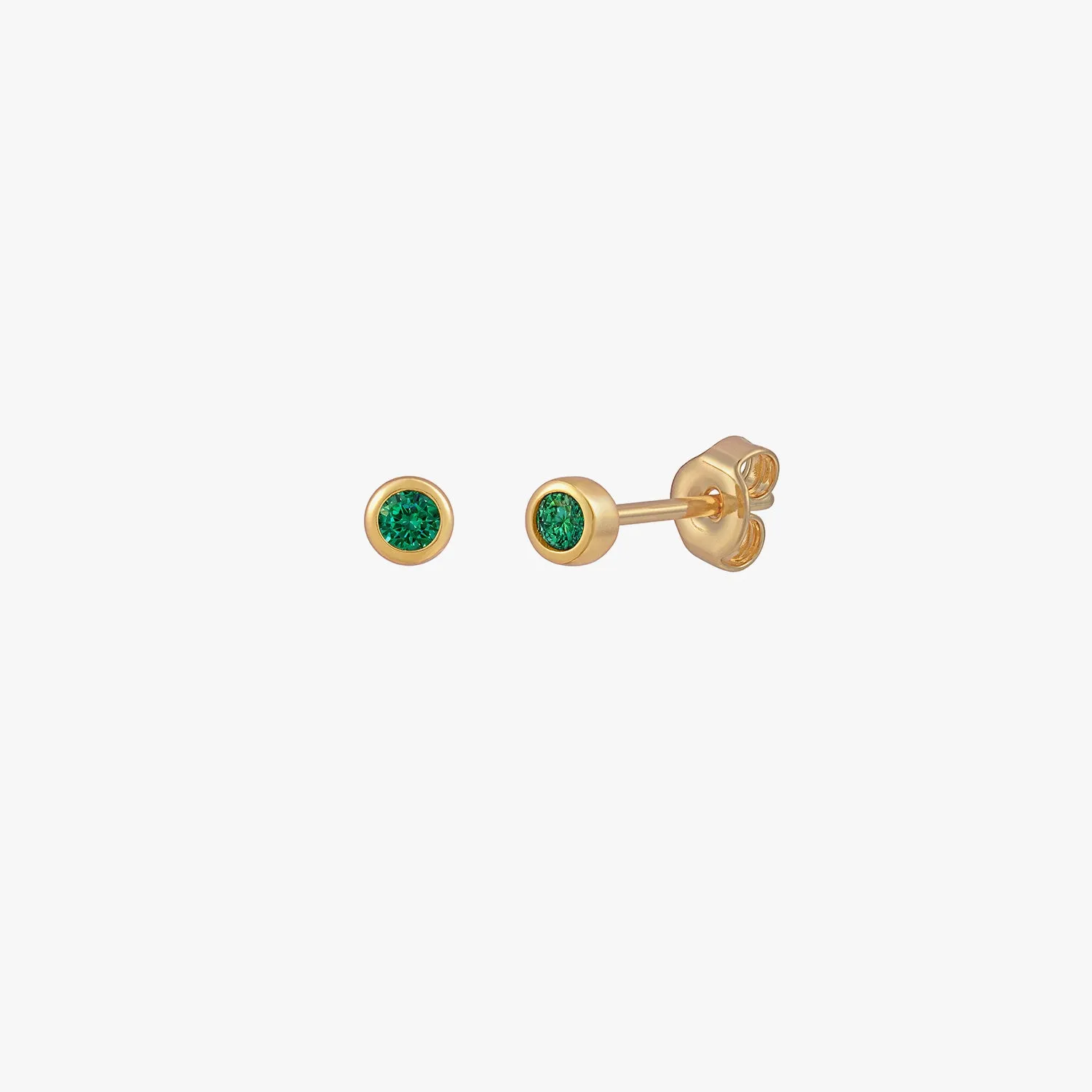 Mini Emerald Bezel Stud Earrings