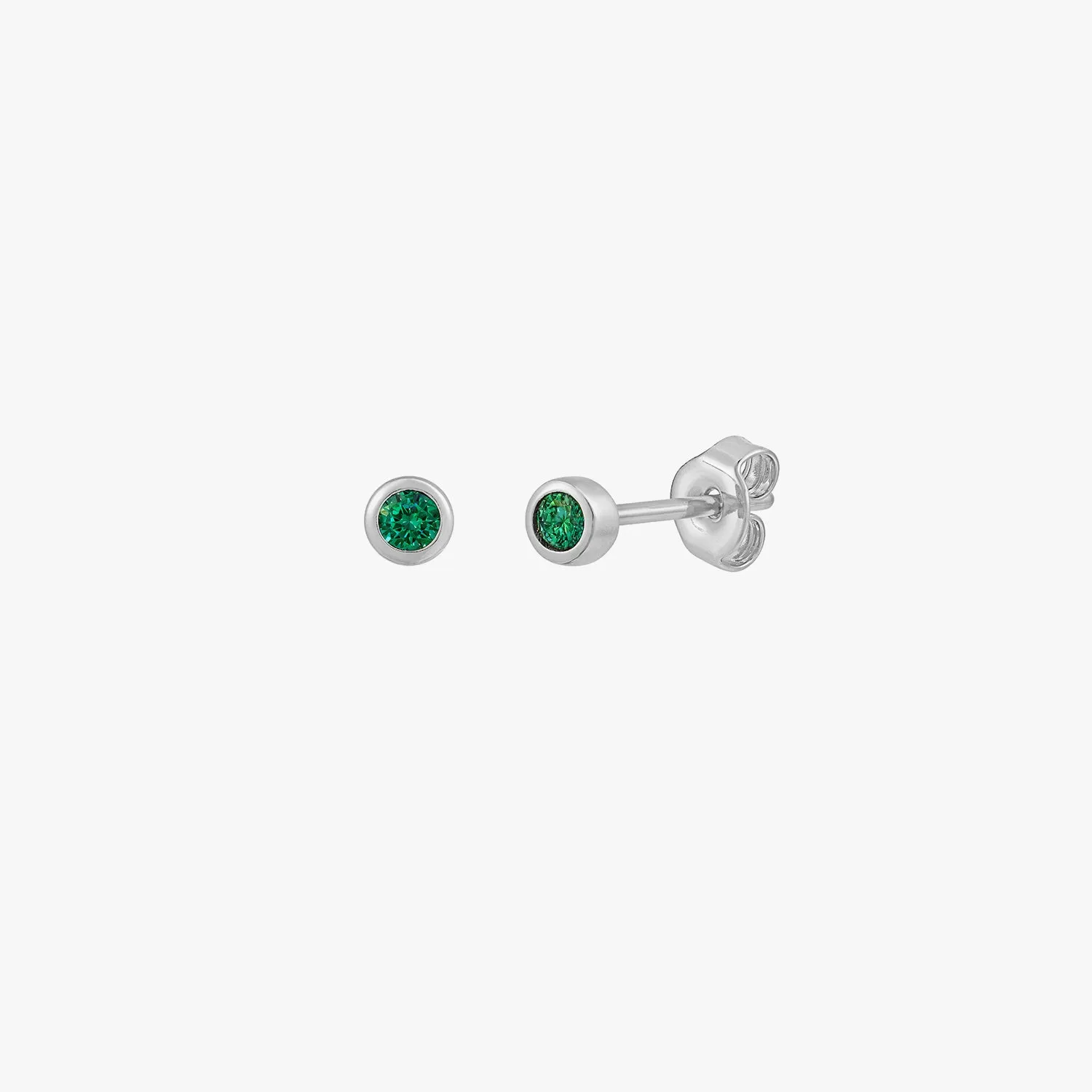 Mini Emerald Bezel Stud Earrings