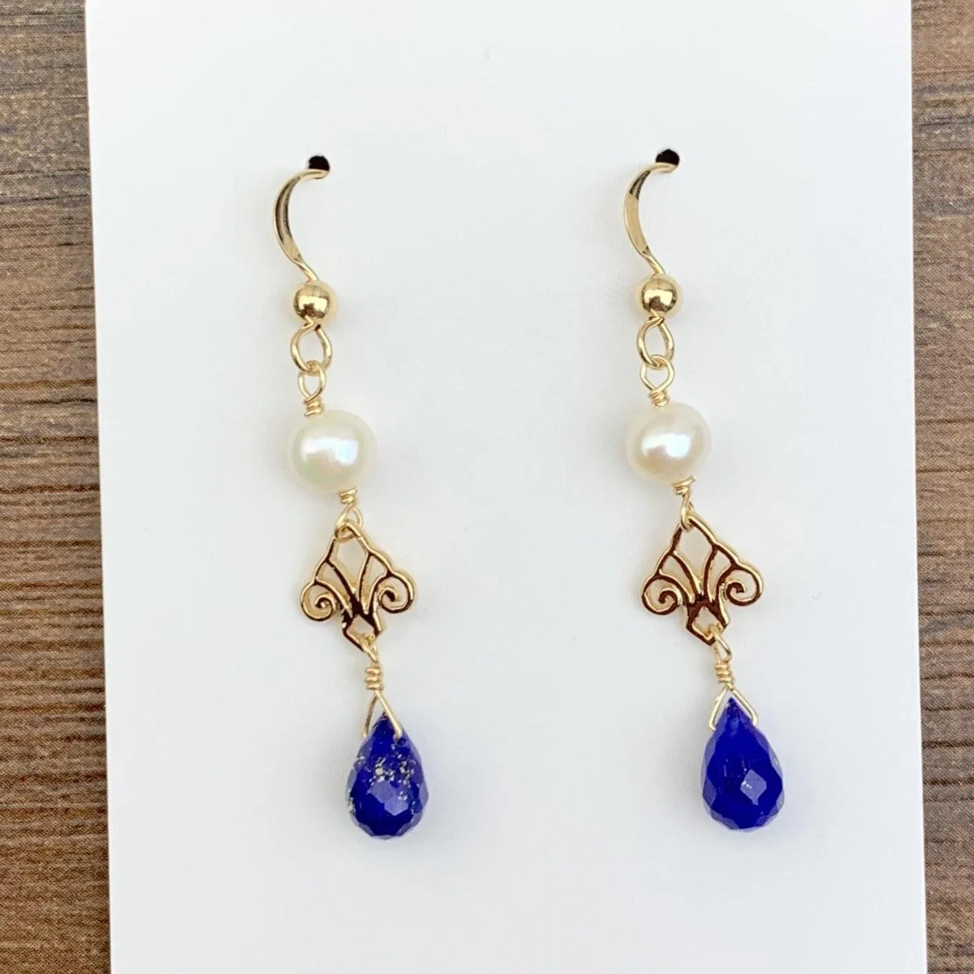 Mini Filigree Earrings with Tear Drop Gem