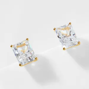 MODERN LOVE LARGE EMERALD CUT CZ STUD EARRINGS